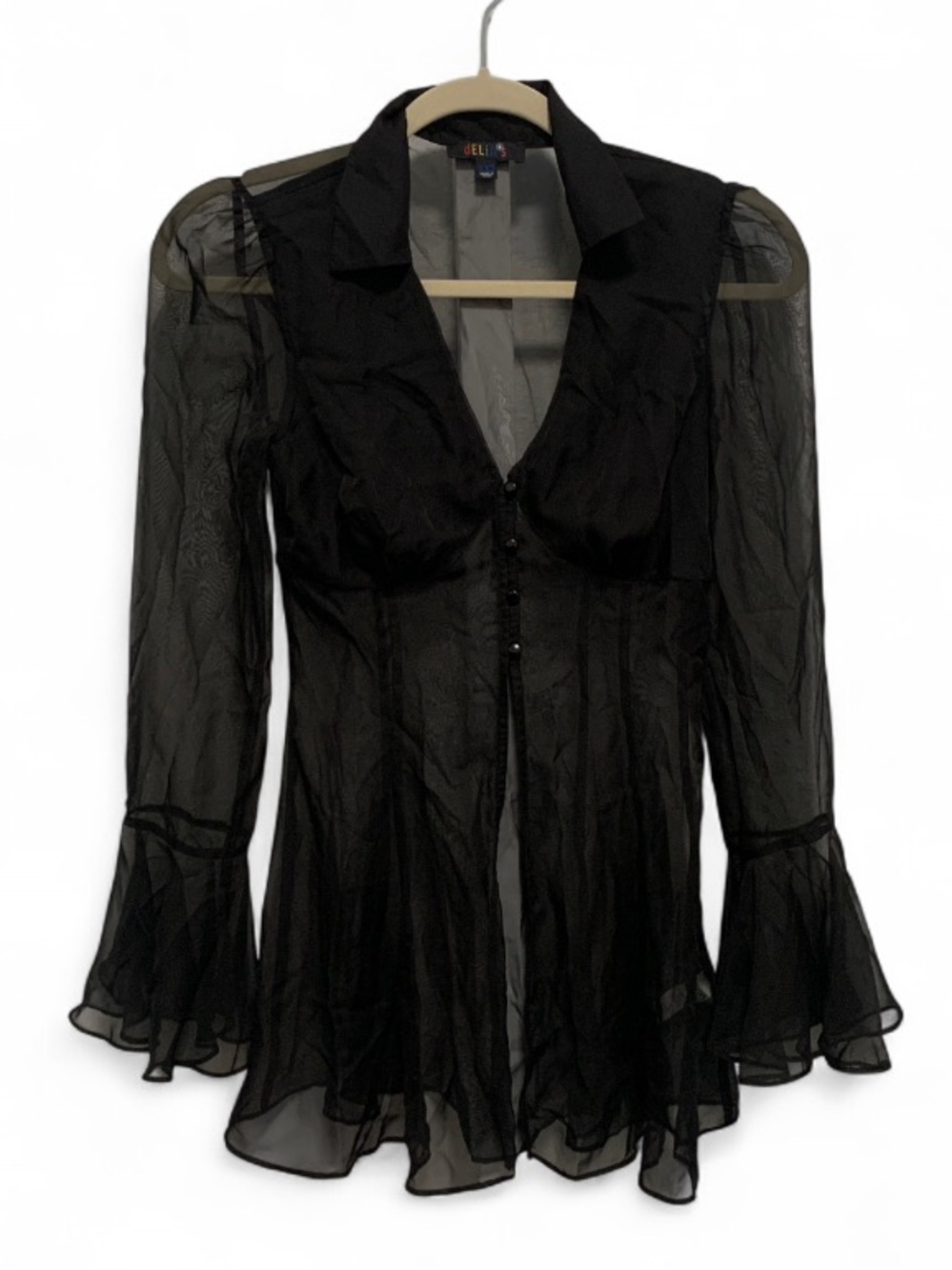 Delia’s Sheer Black Ruffle Sleeve Tunic Mini Dress